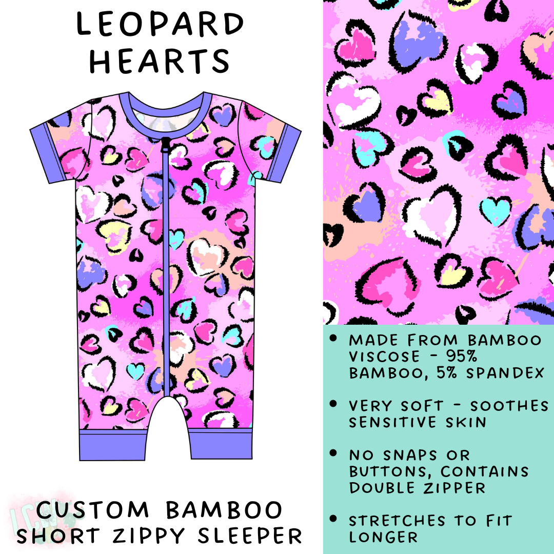 Batch #138 - Little Dreamers - Closes 6/25 - ETA mid August - Leopard Hearts Short Zippy Sleeper