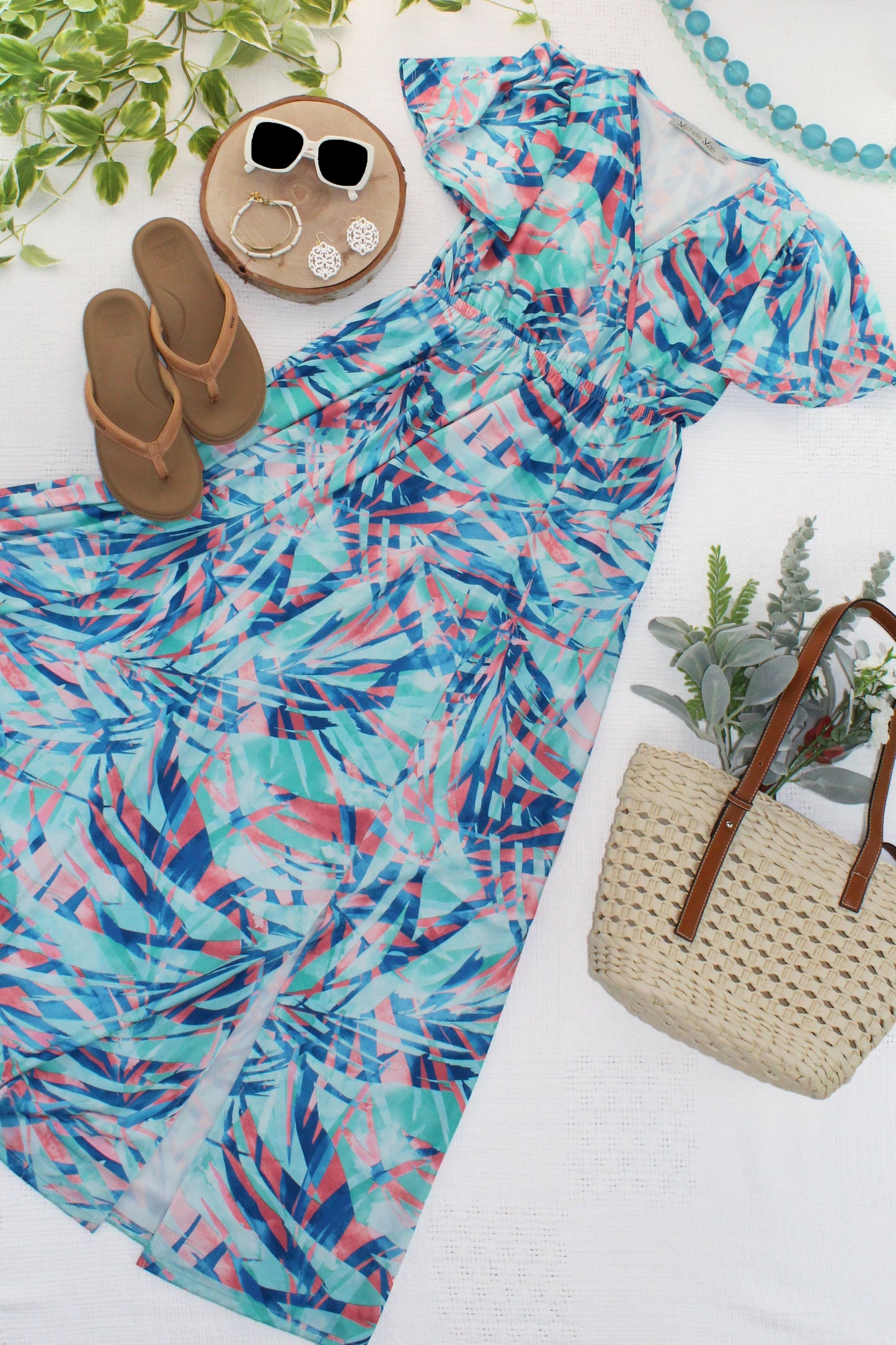 IN STOCK Millie Maxi Dress - Abstract Aqua Breeze