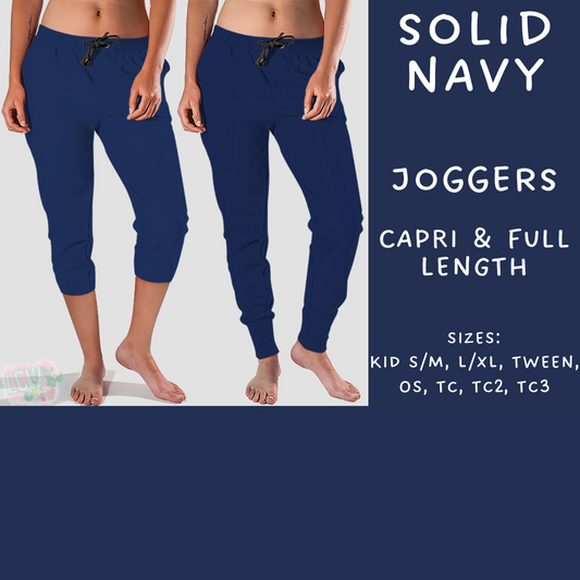 Batch #203 - Solids - Closes 9/19 - ETA early November - Solid Navy Full and Capri Length Joggers