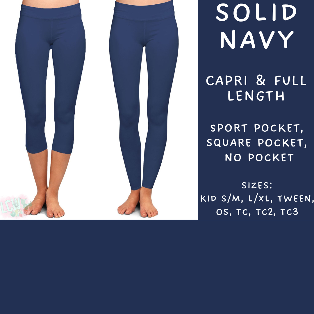 Batch #203 - Solids - Closes 9/19 - ETA early November - Solid Navy Full and Capri Length Leggings