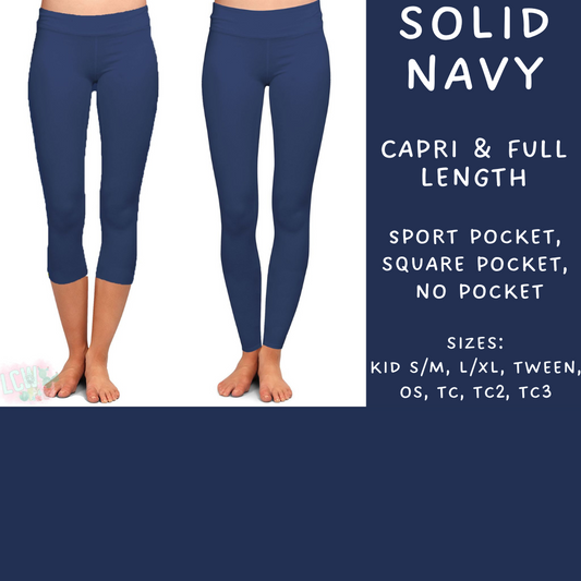 Batch #203 - Solids - Closes 9/19 - ETA early November - Solid Navy Full and Capri Length Leggings