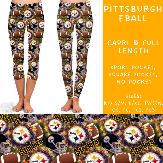 Batch #136 - Kickoff Collection - Closes 6/24 - ETA mid August - Pittsburgh Fball Full and Capri Length Leggings