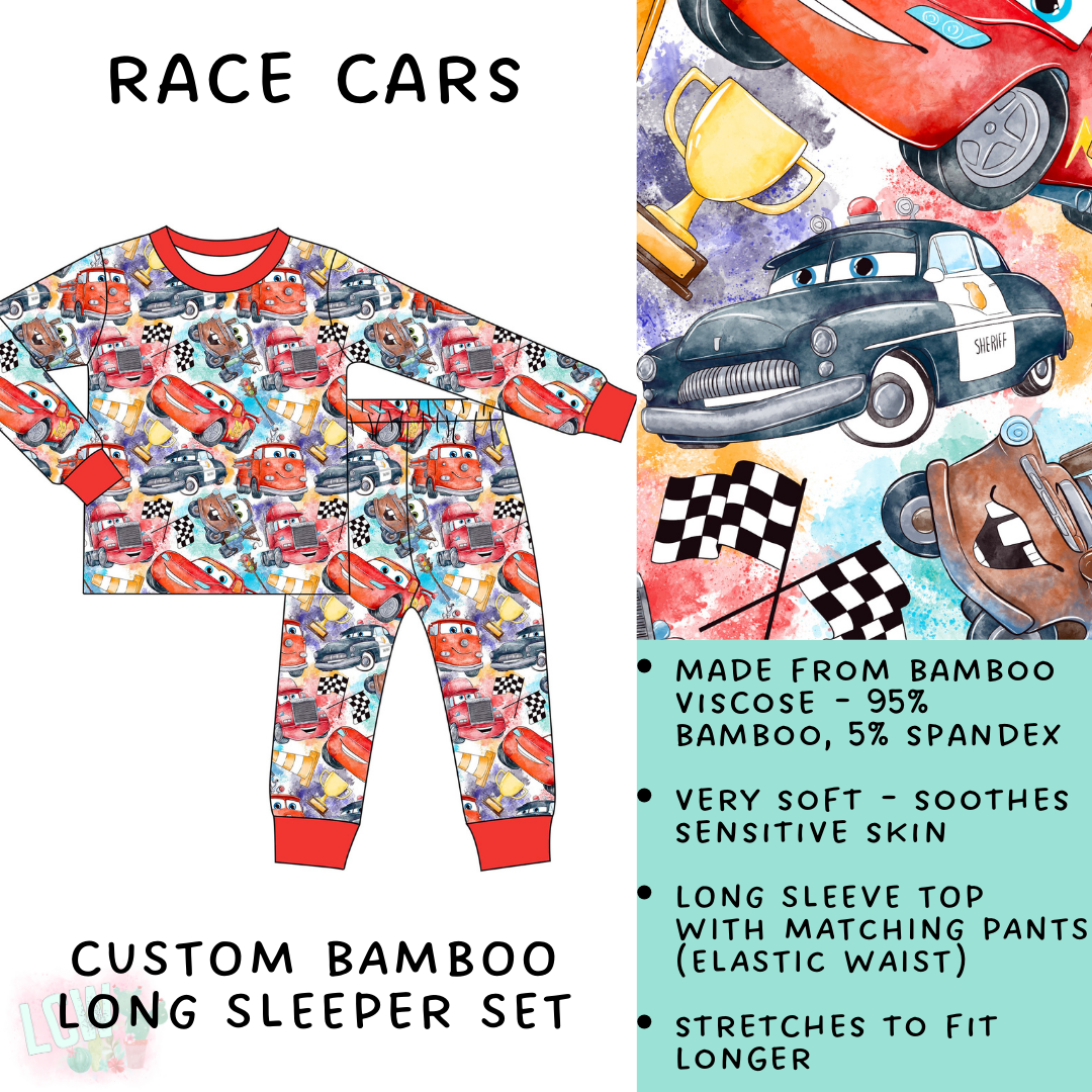 Batch #138 - Little Dreamers - Closes 6/26 - ETA mid August - Race Cars Bamboo Long Sleeper Set