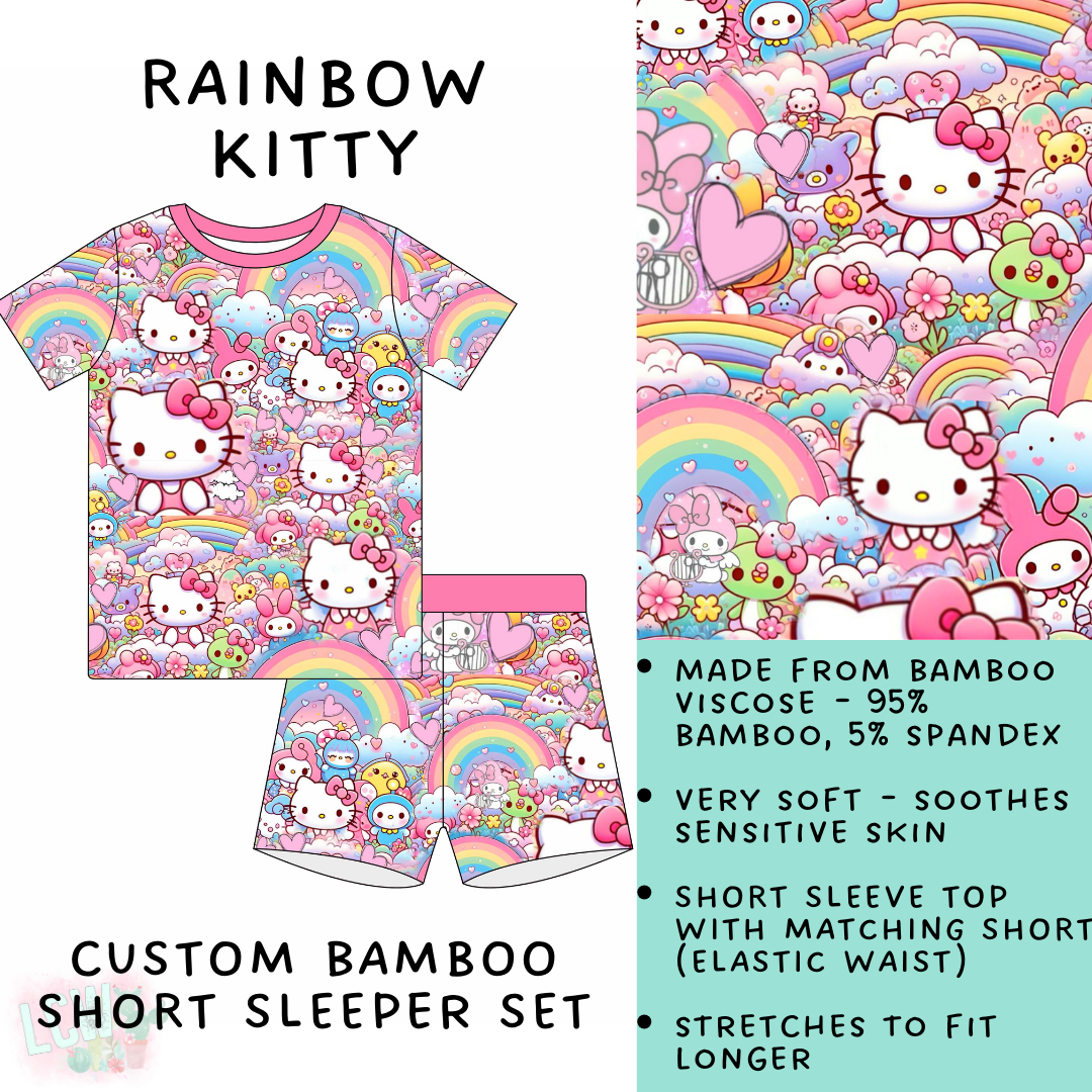 Batch #138 - Little Dreamers - Closes 6/26 - ETA mid August - Rainbow Kitty Bamboo Short Sleeper Set