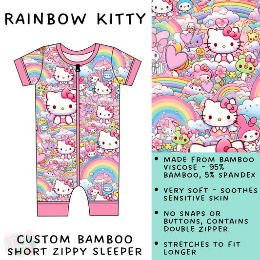 Batch #138 - Little Dreamers - Closes 6/25 - ETA mid August - Rainbow Kitty Short Zippy Sleeper