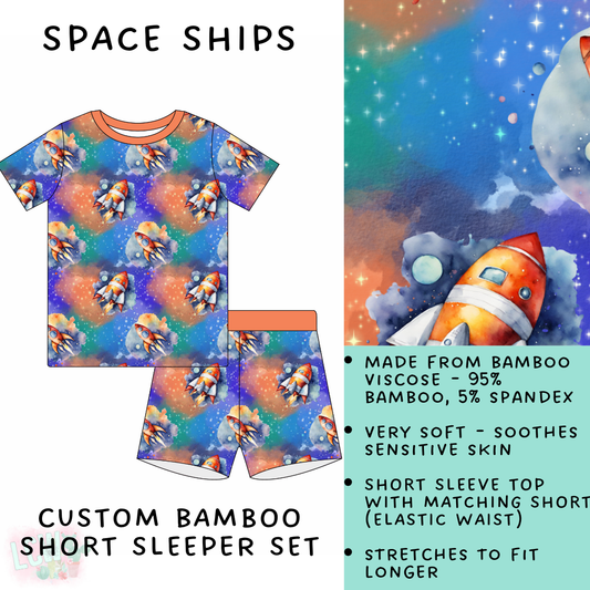 Batch #138 - Little Dreamers - Closes 6/26 - ETA mid August - Space Ships Bamboo Short Sleeper Set