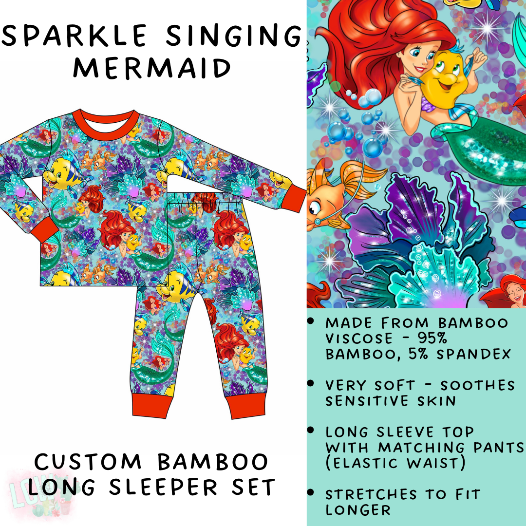 Batch #138 - Little Dreamers - Closes 6/26 - ETA mid August - Sparkle Singing Mermaid Bamboo Long Sleeper Set