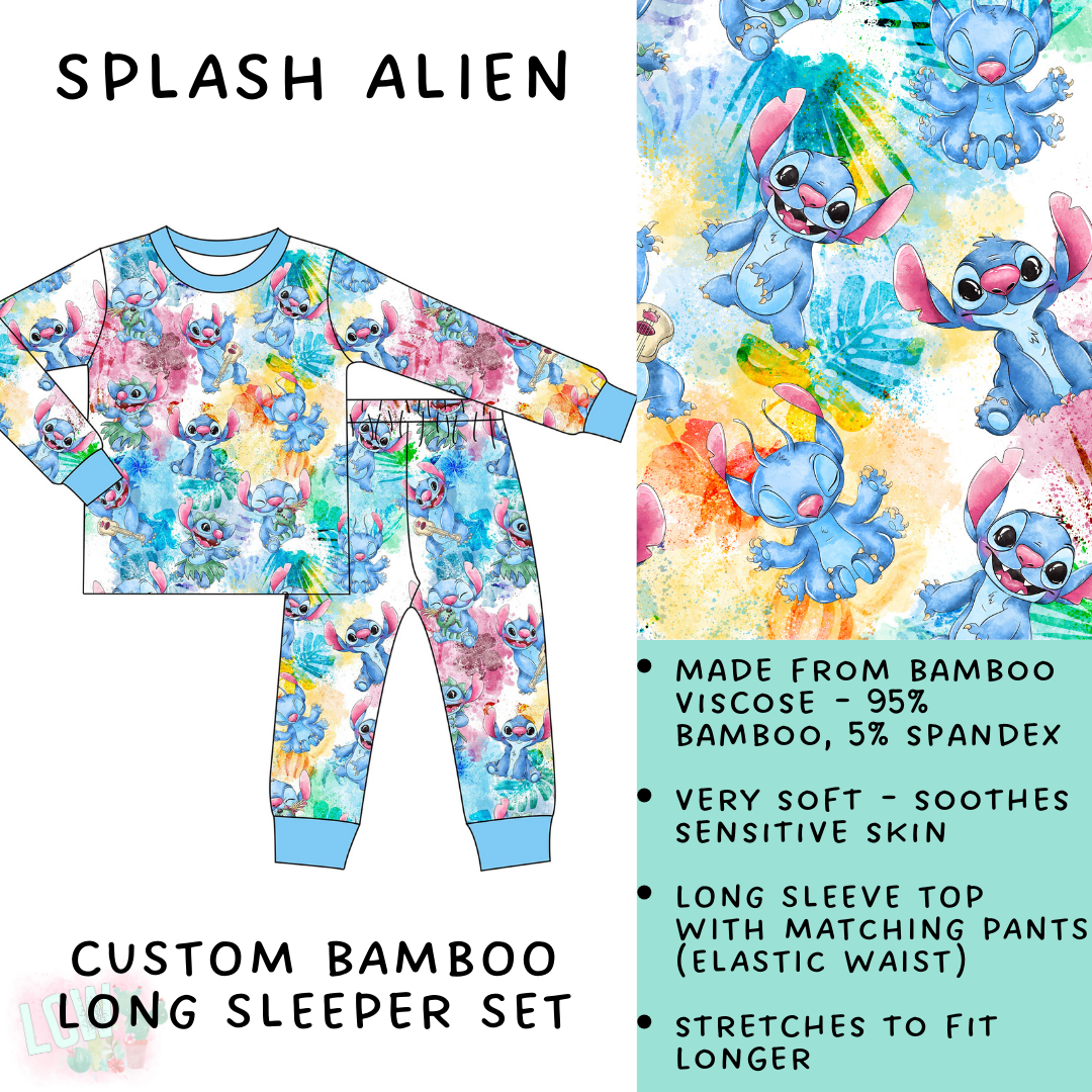 Batch #138 - Little Dreamers - Closes 6/26 - ETA mid August - Splash Alien Bamboo Long Sleeper Set