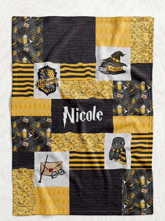 Personalized H.P. Inspired Blanket - Hogwarts Hufflepuff