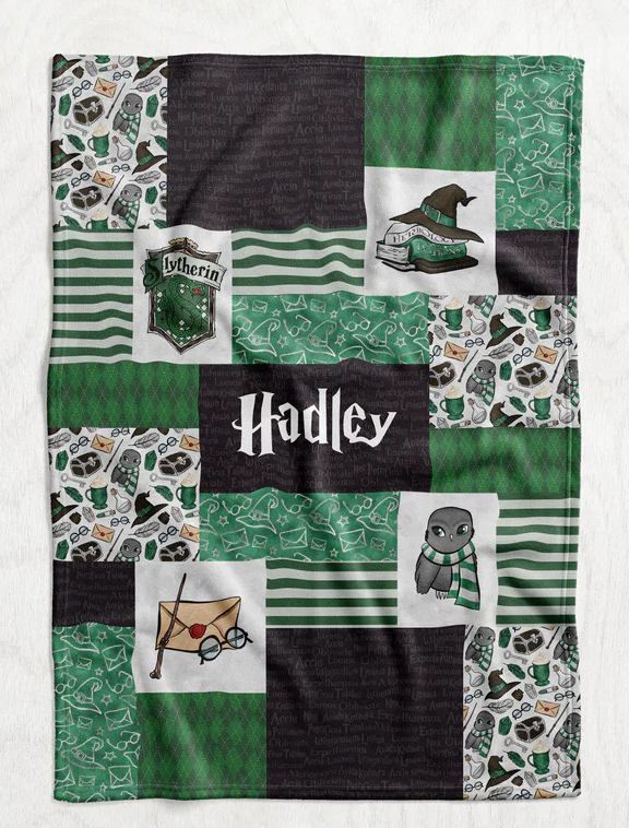 Personalized H.P. Inspired Blanket - Hogwarts Slytherin