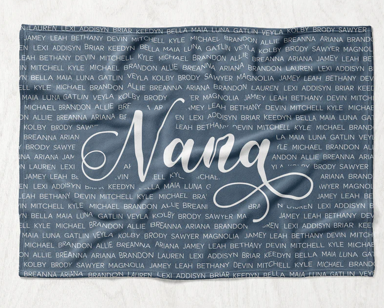 Personalized Loved One Family Name Blanket - Repeating Kids / Grandkids Names