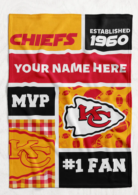 Personalized Kansas City Chiefs Inspired Blanket