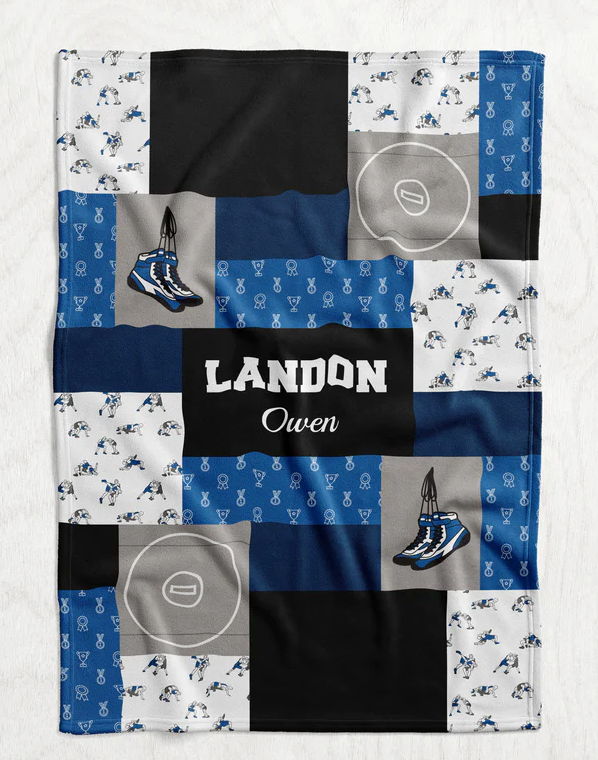 Personalized Boy's Wrestling Blanket