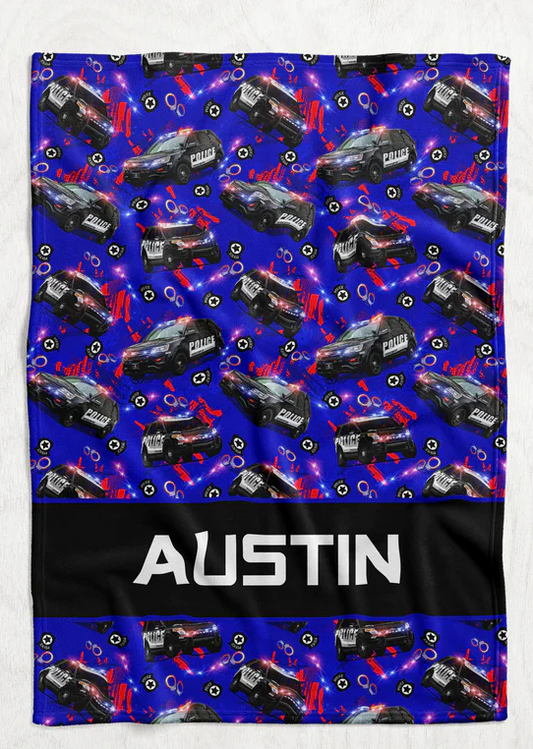 Personalized Police Car Blanket