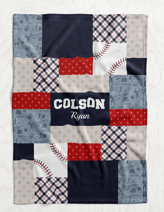 Personalized Boy's Baseball Blanket
