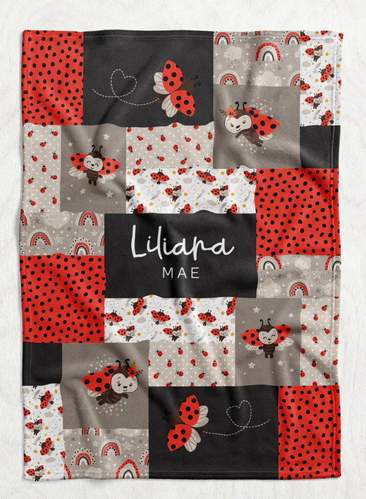 Personalized Girl's Ladybug Blanket