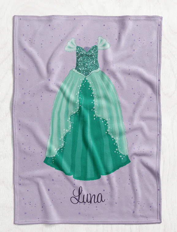 Personalized Princess Dress Blanket - Little Mermaid