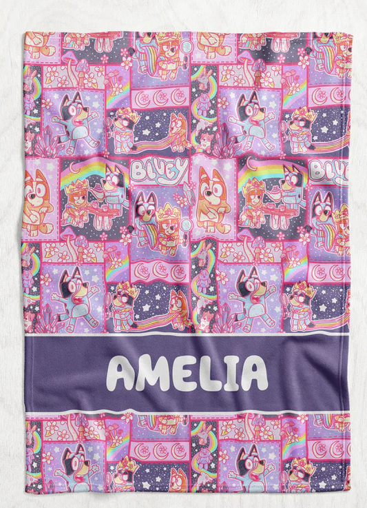 Personalized Dog Tea Party Play Time Inspired Blanket