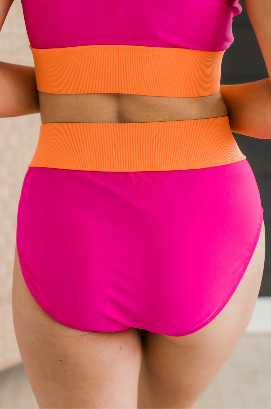 Ray Of Sunshine Swim Bottoms- Hot Pink & Orange