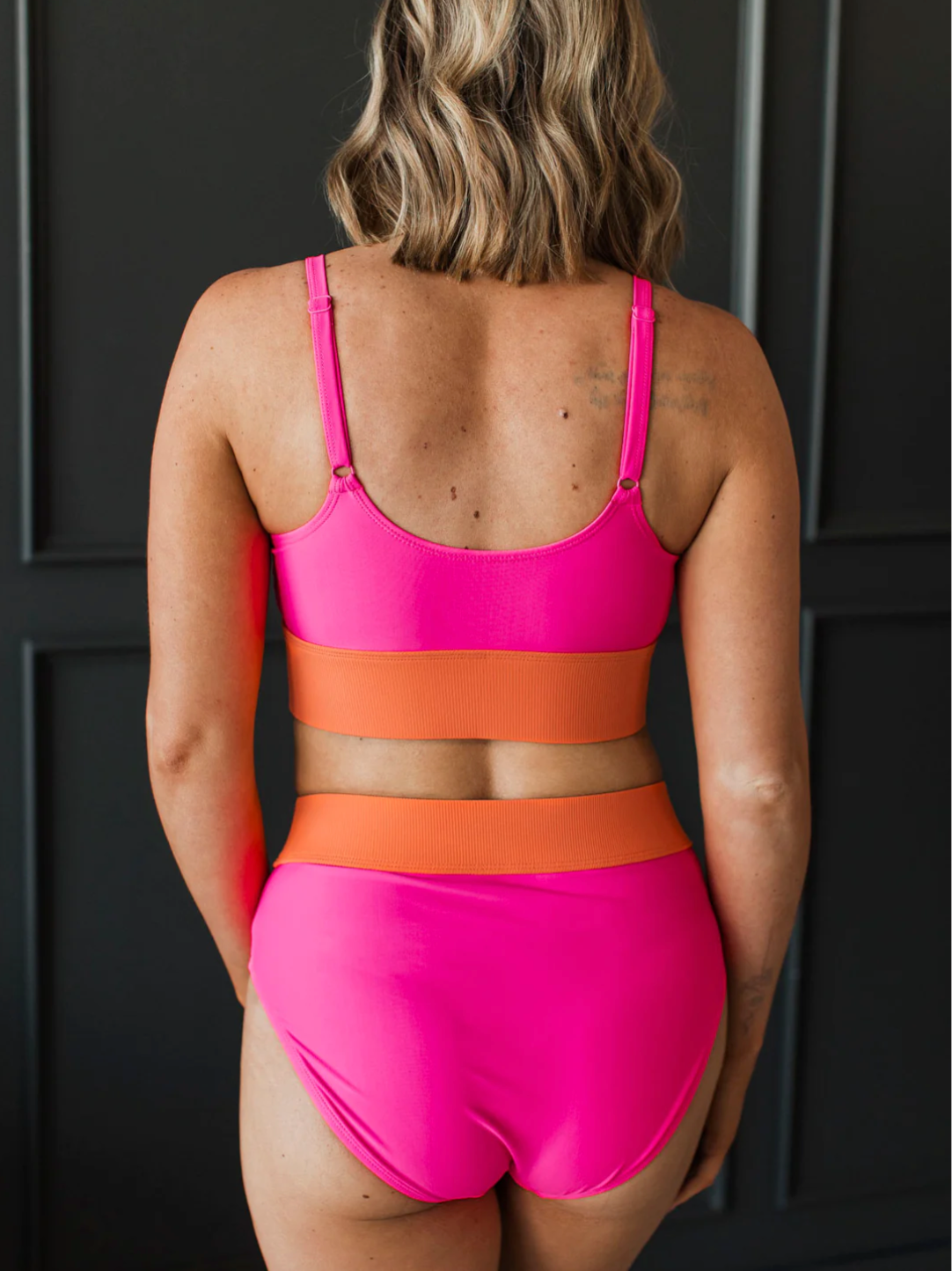 Kissed By The Sun Bikini Swim Top- Hot Pink & Orange