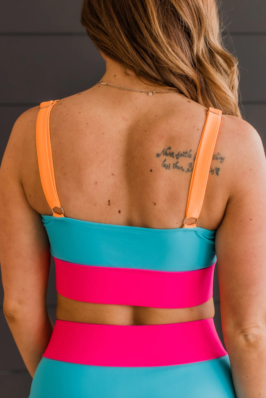 Catching Waves Bikini Swim Top- Blue, Bright Pink, & Orange