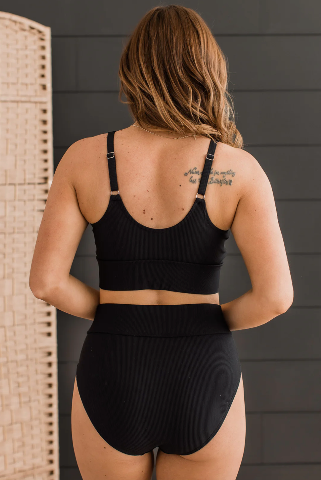 Kissed By The Sun Bikini Swim Top- Black Ribbed