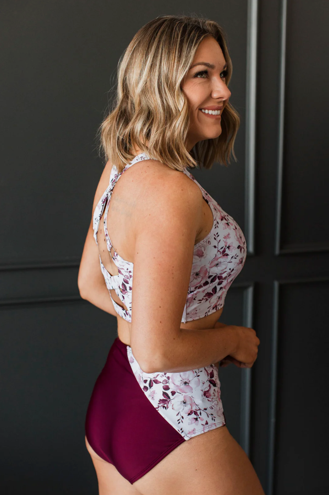 Near To Paradise Swim Bottoms- Burgundy Floral