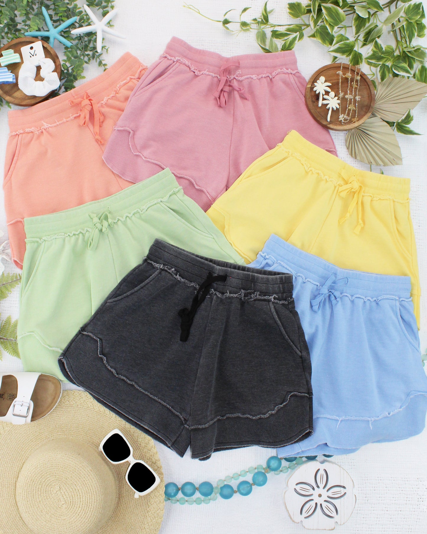 IN STOCK French Terry Stevie Shorts - Spring Leaf