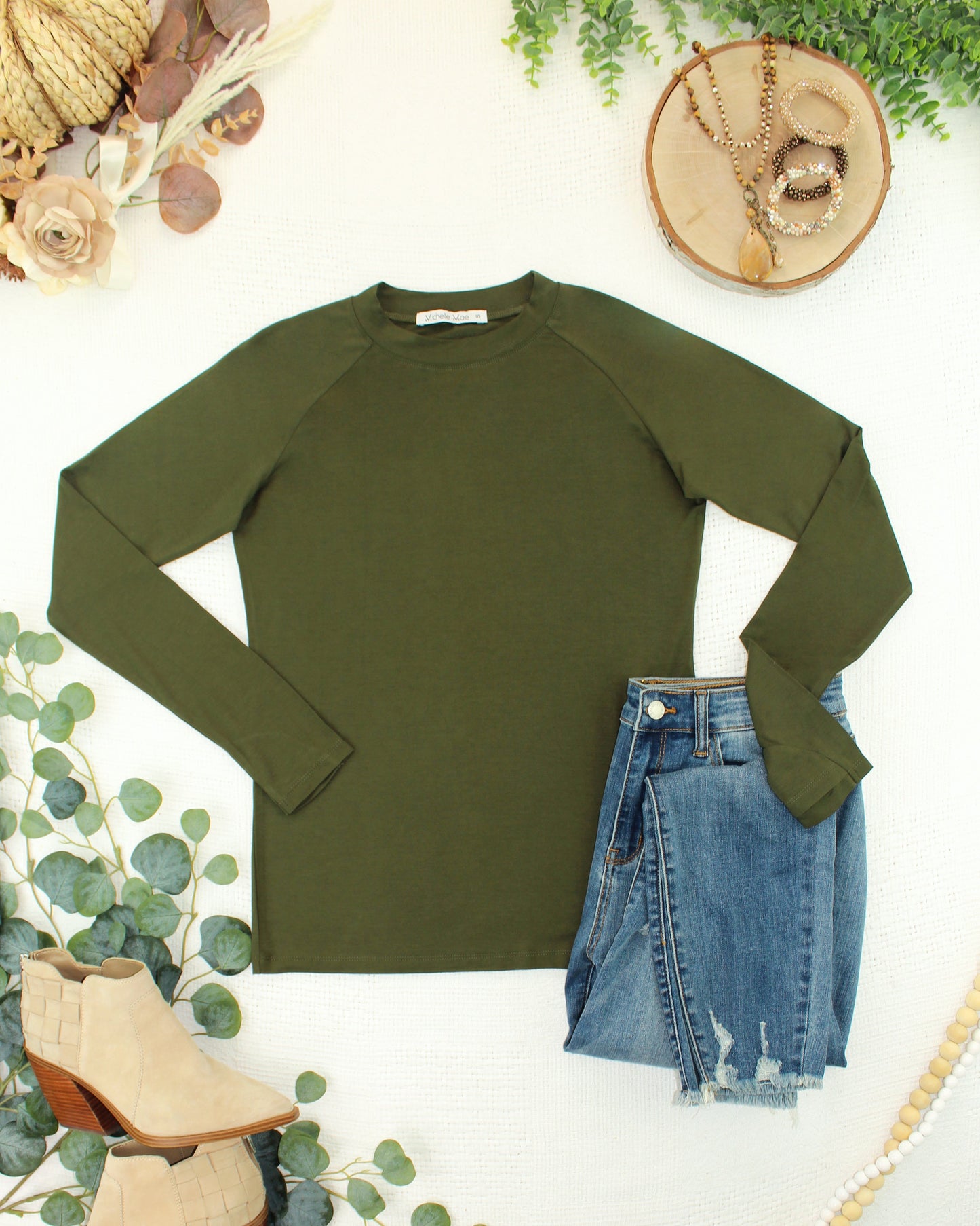 IN STOCK Blair Long Sleeve Top - Dark Olive