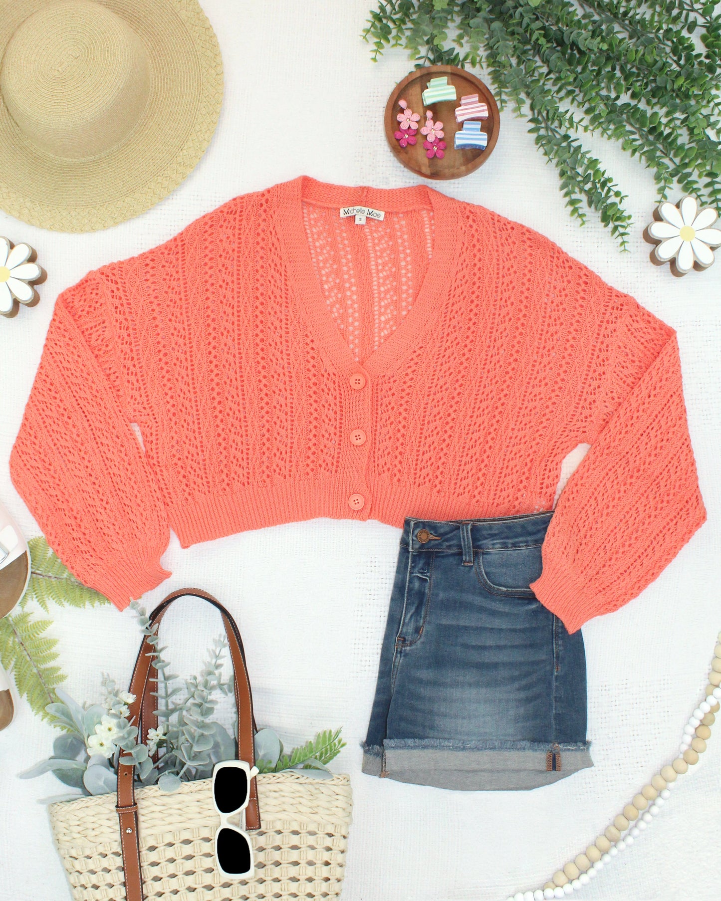 IN STOCK Callie Cropped Cardigan - Melon
