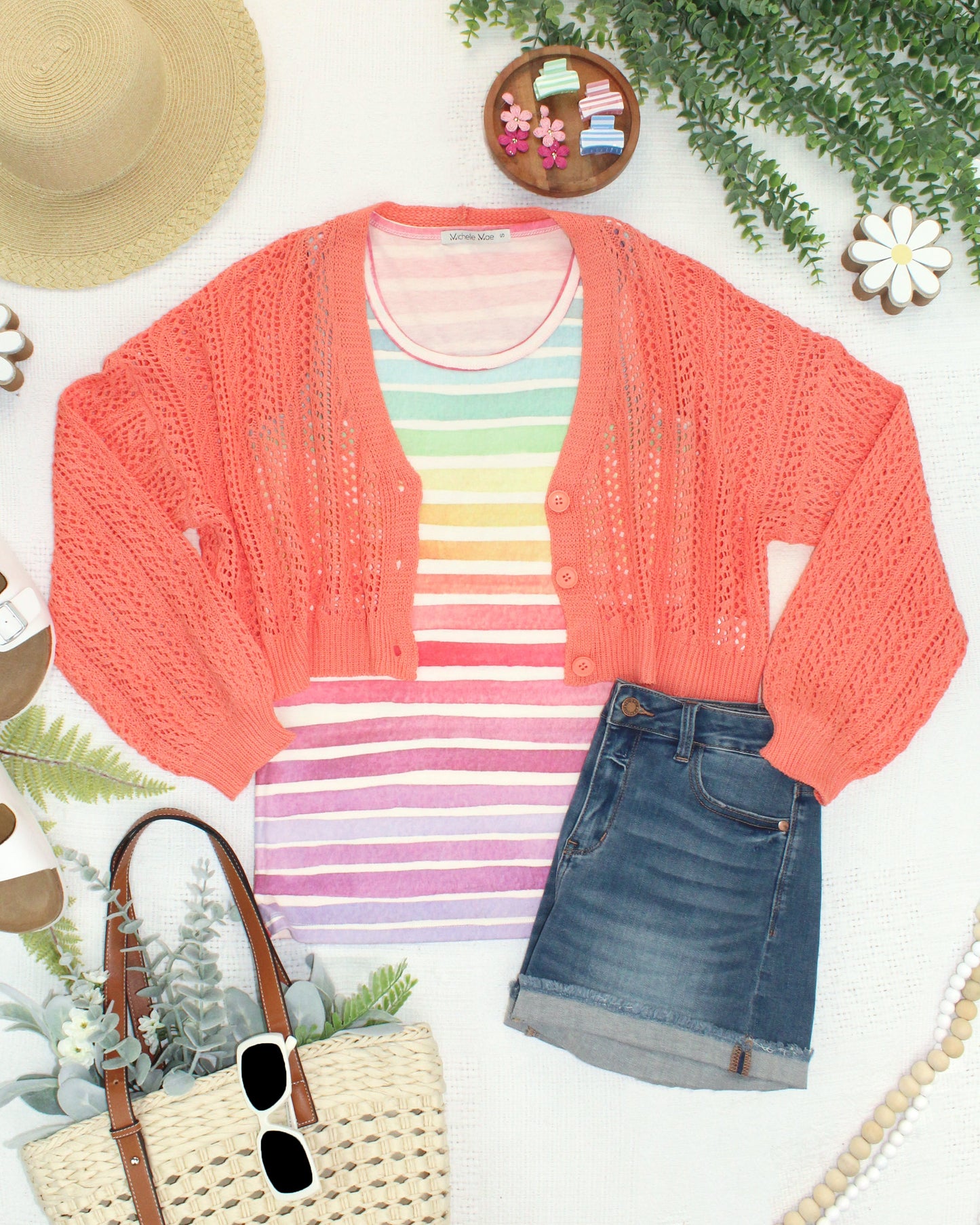 IN STOCK Callie Cropped Cardigan - Melon