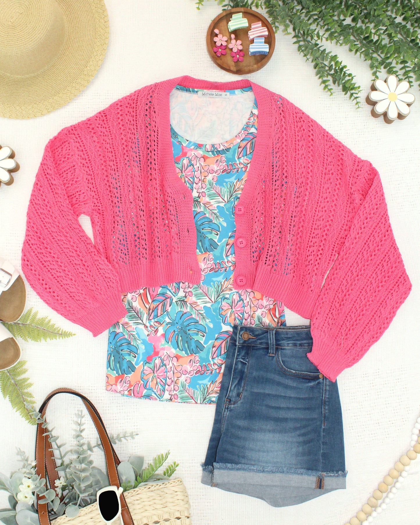 IN STOCK Callie Cropped Cardigan - Pink