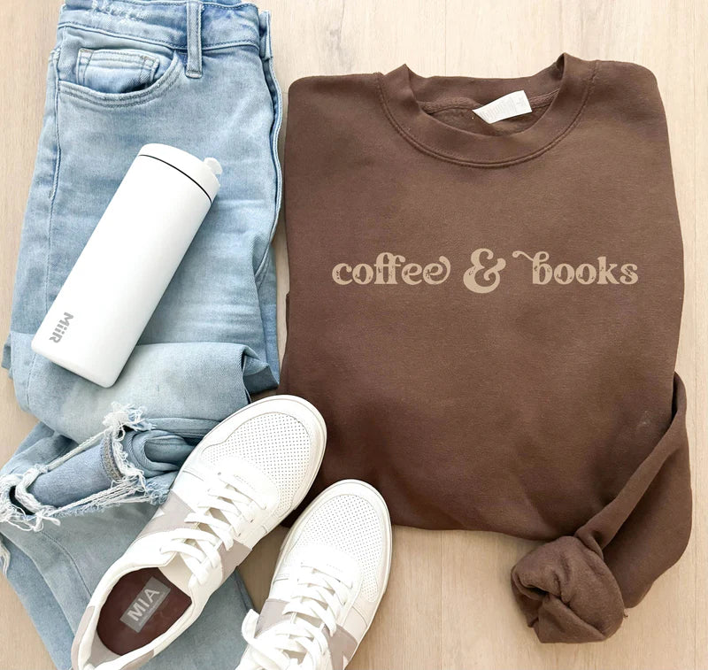 Coffee and books fleece sweatshirt