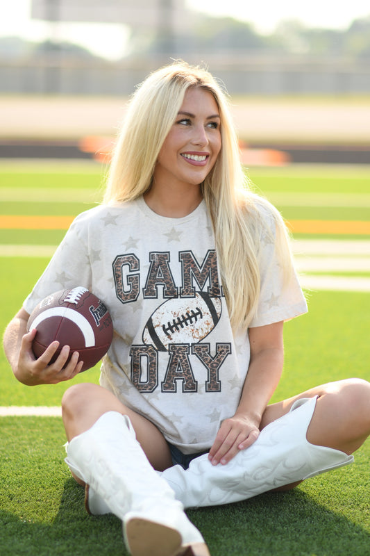 Game Day Leopard Football Tee