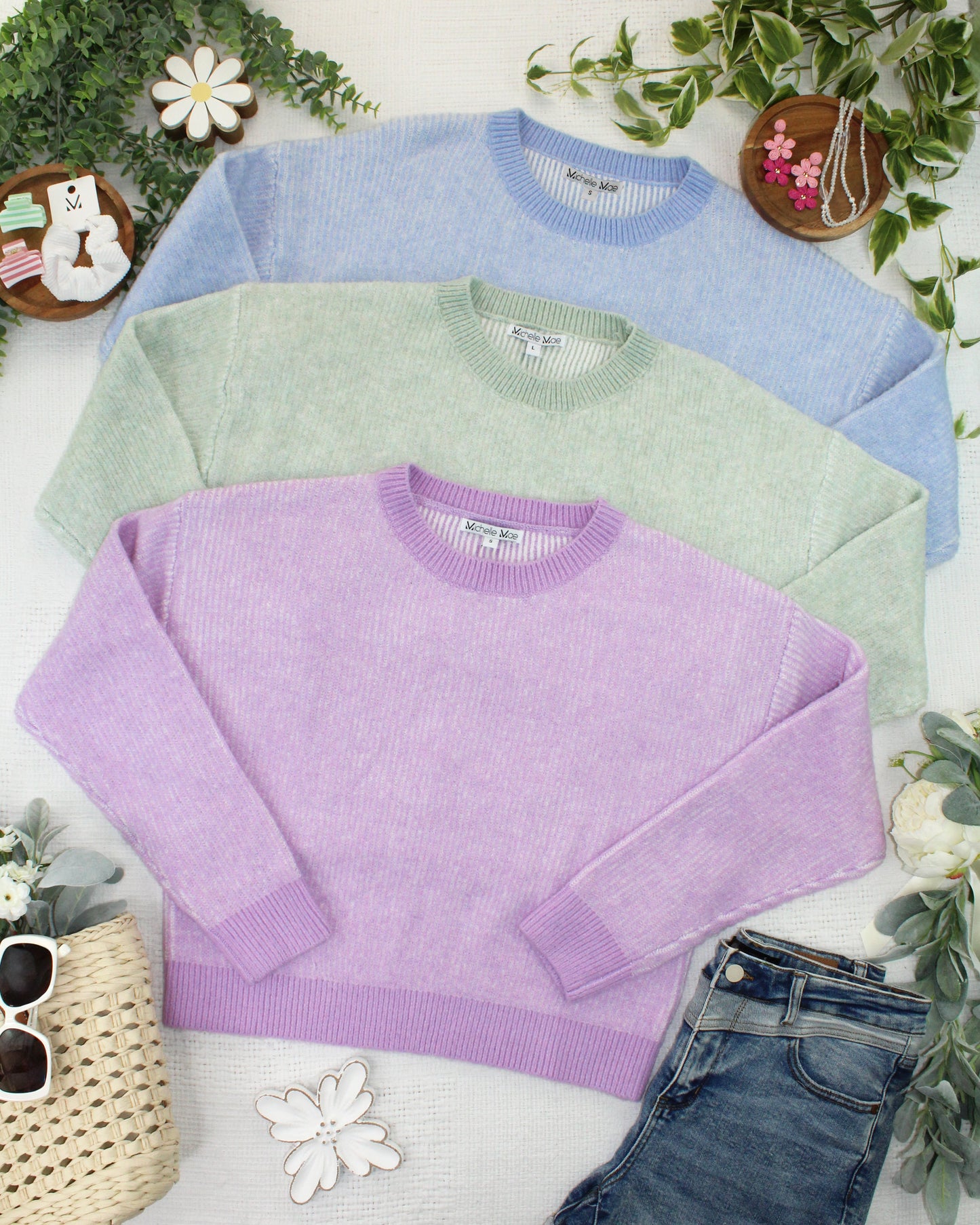 IN STOCK Josie Cozy Crew Sweater - Sky Blue