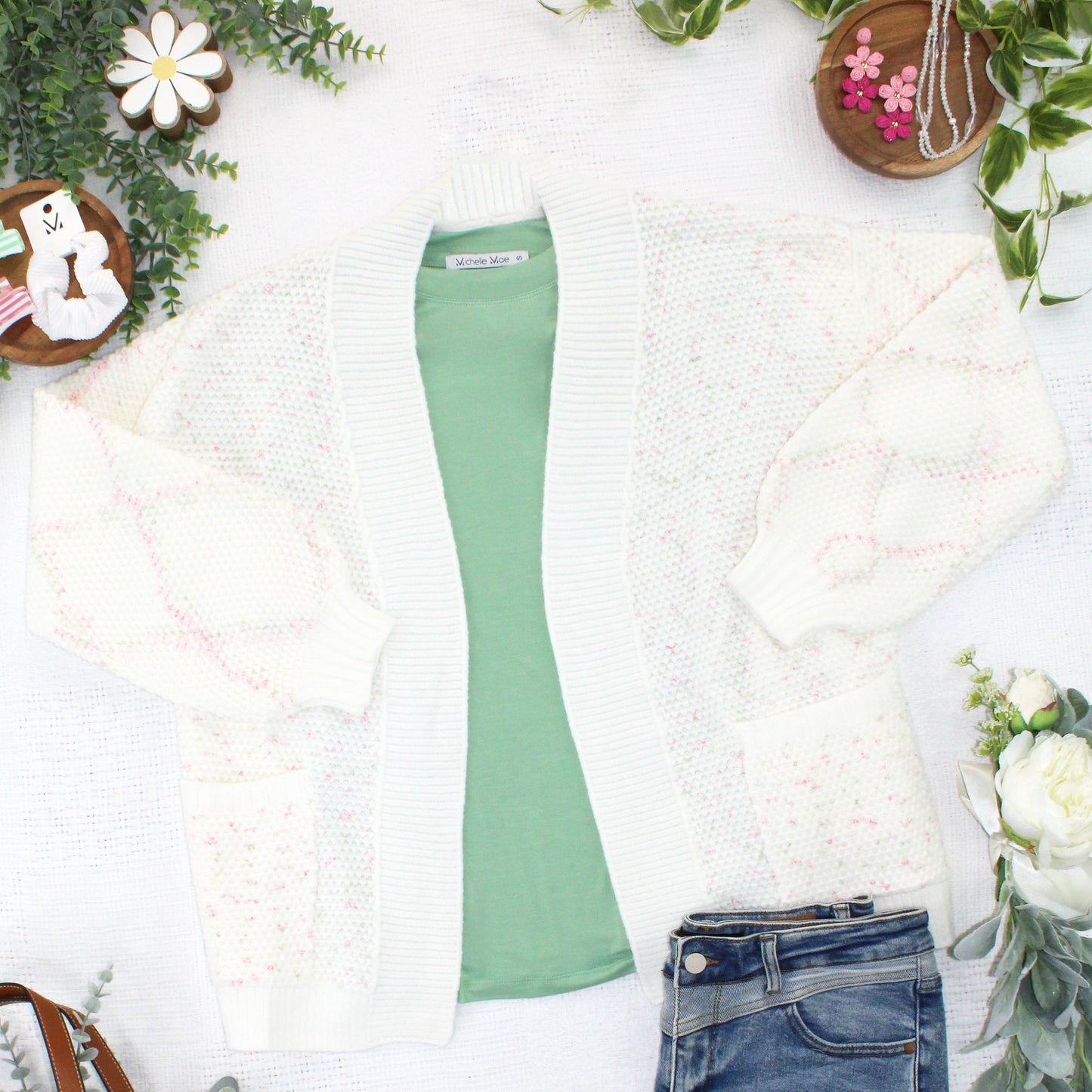 IN STOCK Kinsley Cardigan - Pink and Green Mix