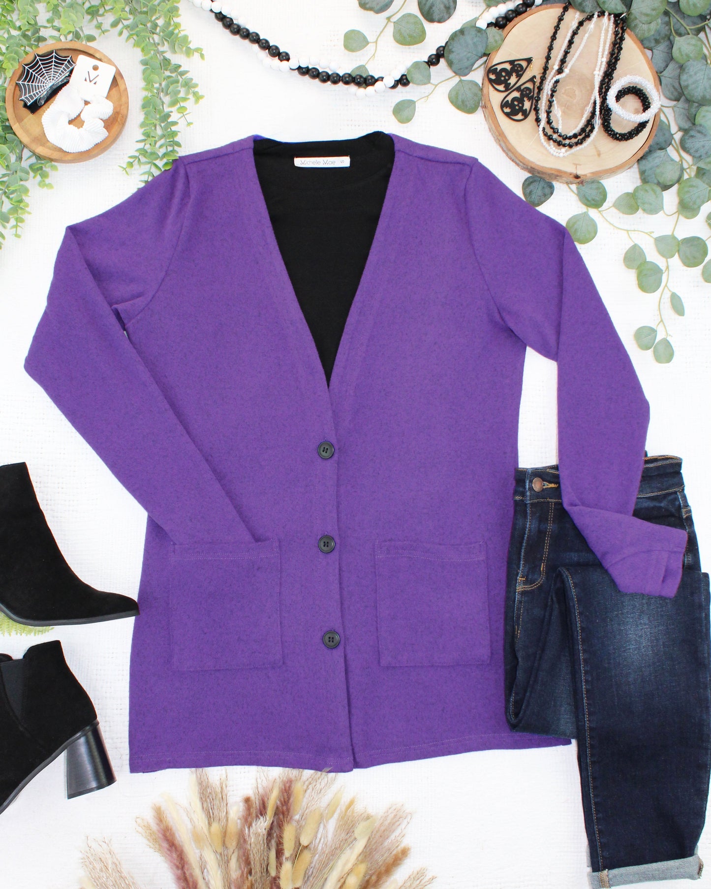 IN STOCK Cori Cardigan - Heathered Purple