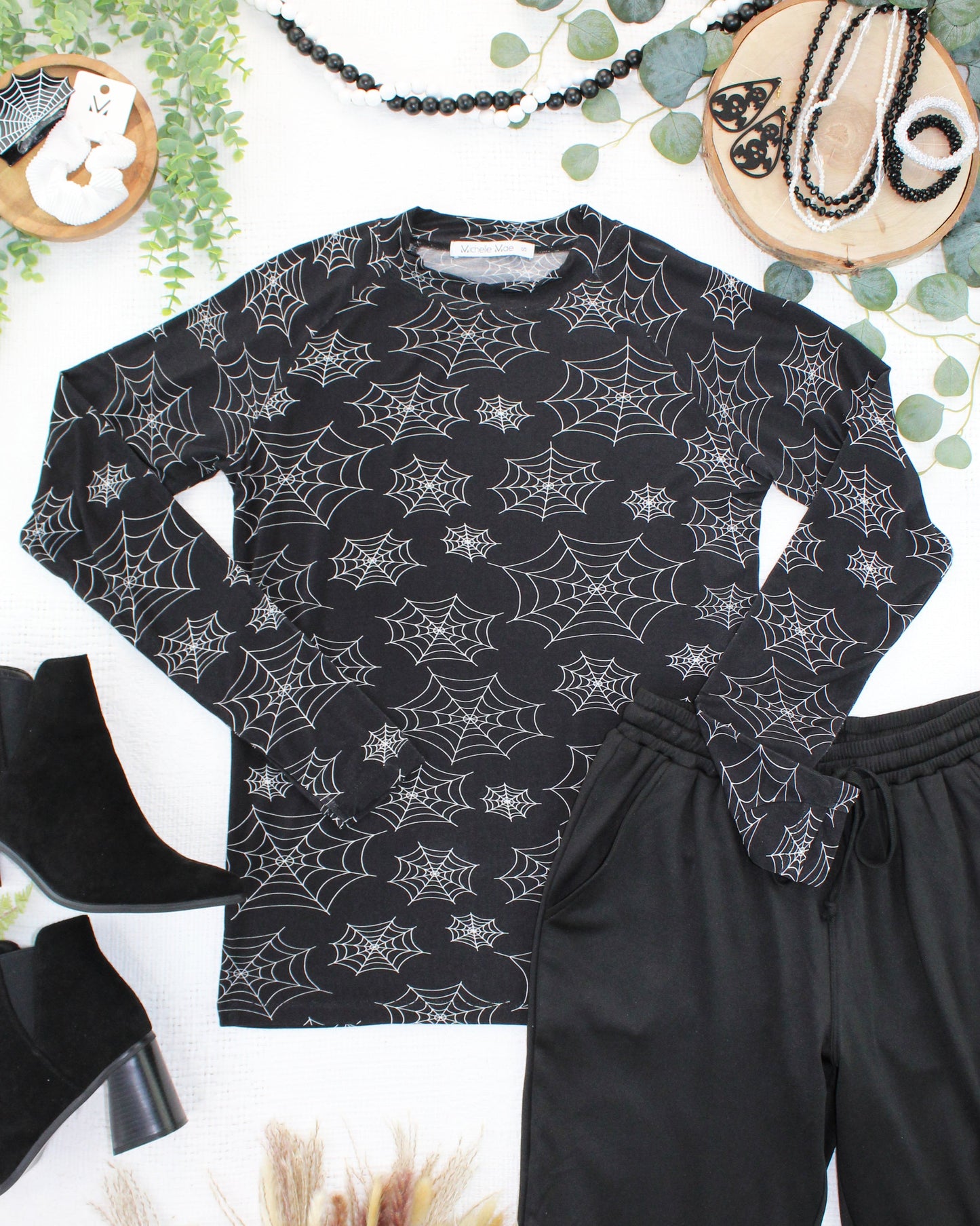IN STOCK Blair Long Sleeve Top - Midnight Webs