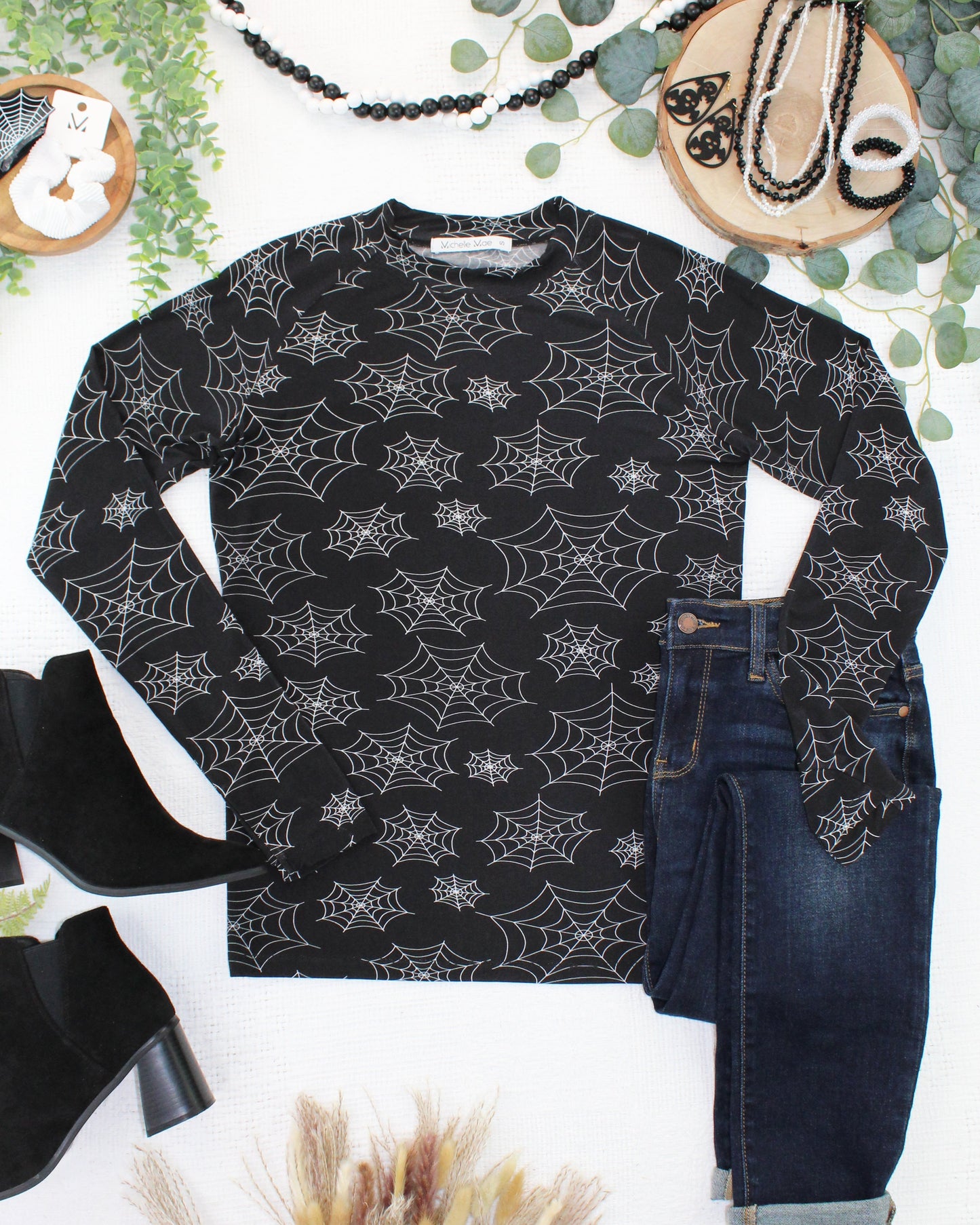 IN STOCK Blair Long Sleeve Top - Midnight Webs