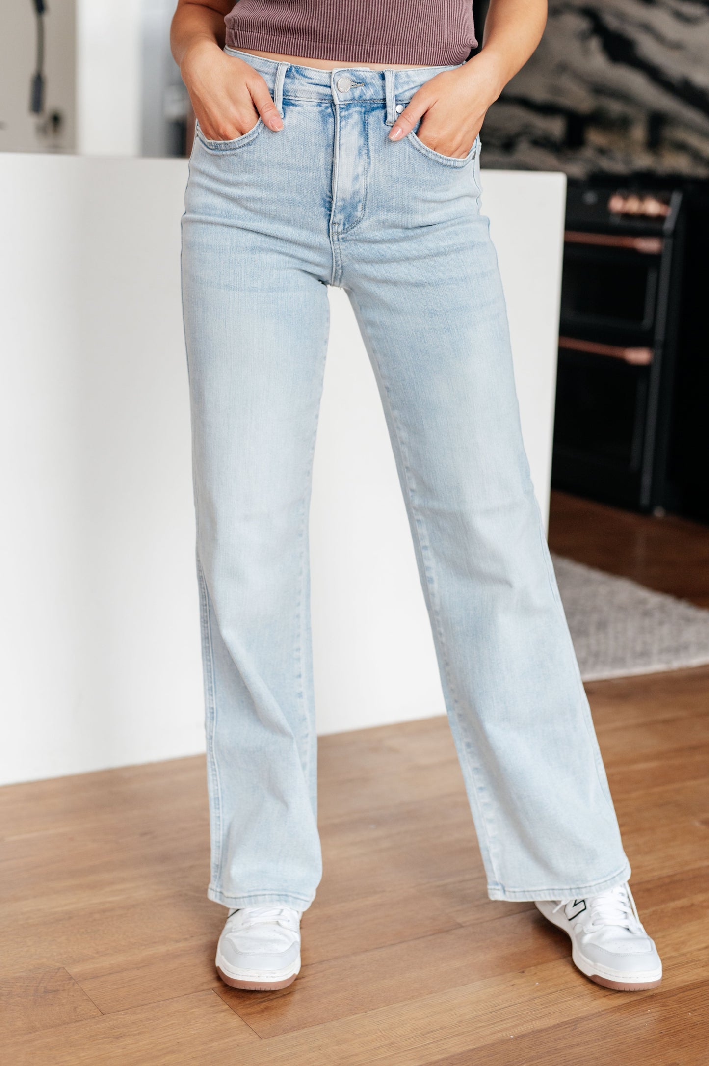 Brooke Judy Blue High Rise Tummy Control Vintage Wash Straight Jeans