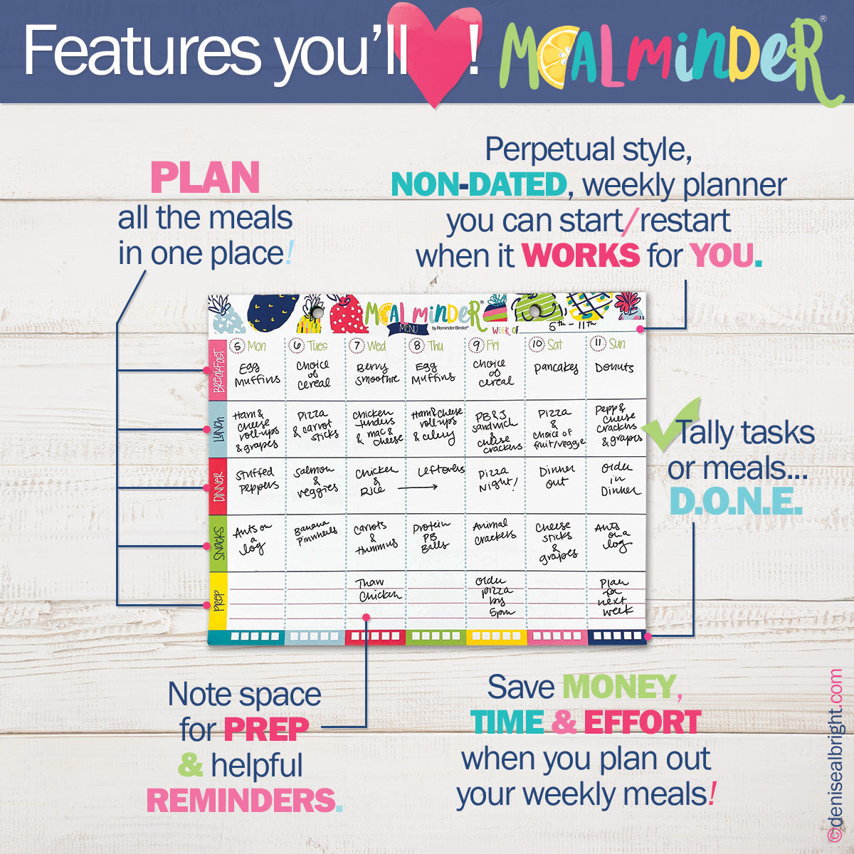 52-Week Meal Minder® Weekly Menu Planner Pad