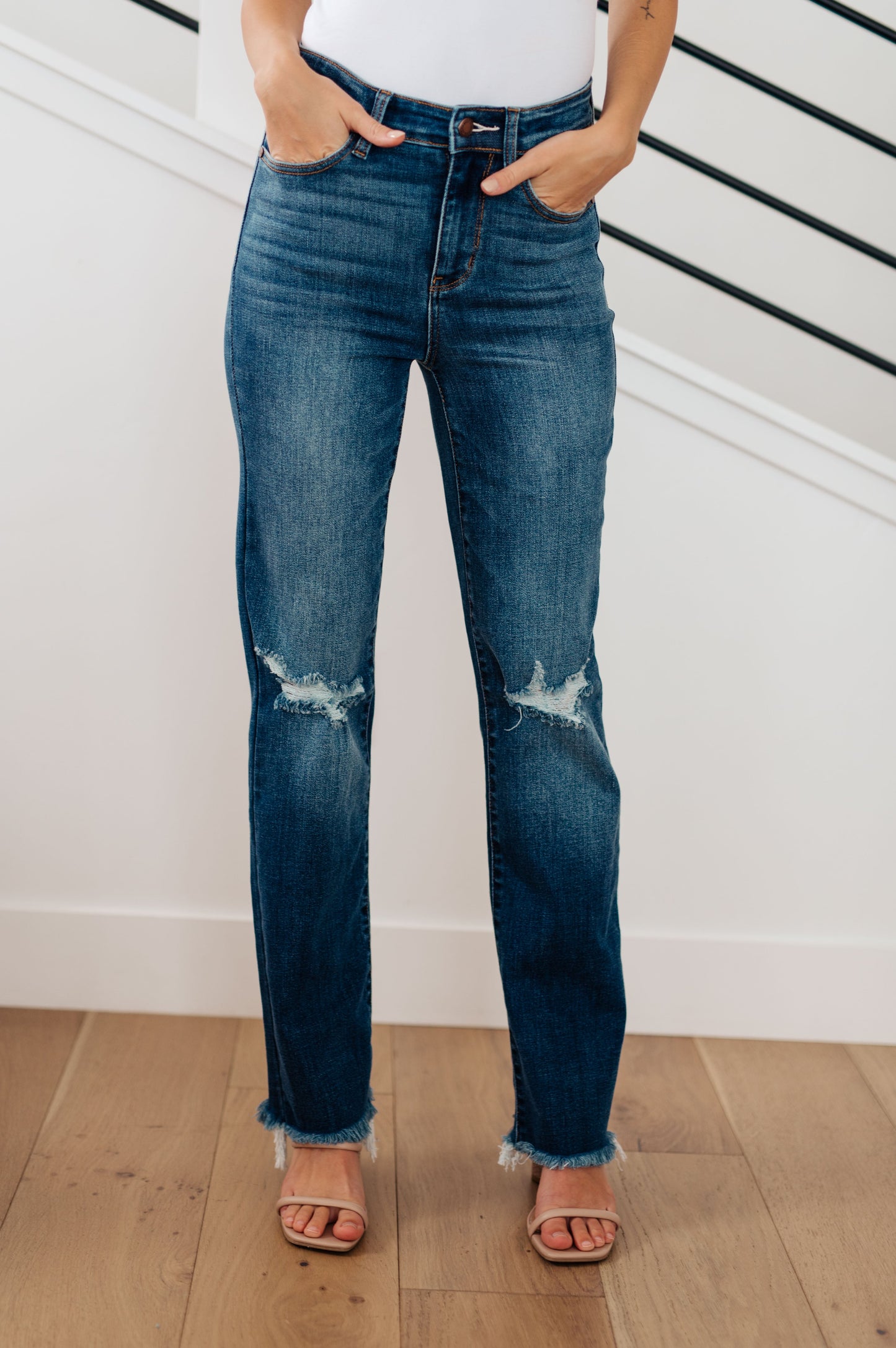 Morgan Judy Blue High Rise Distressed Straight Jeans