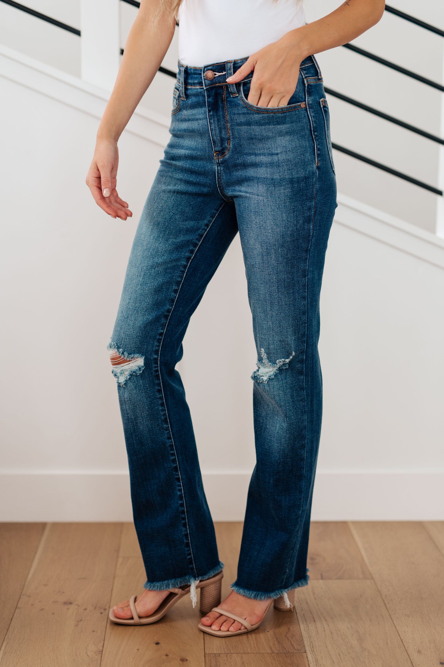 Morgan Judy Blue High Rise Distressed Straight Jeans