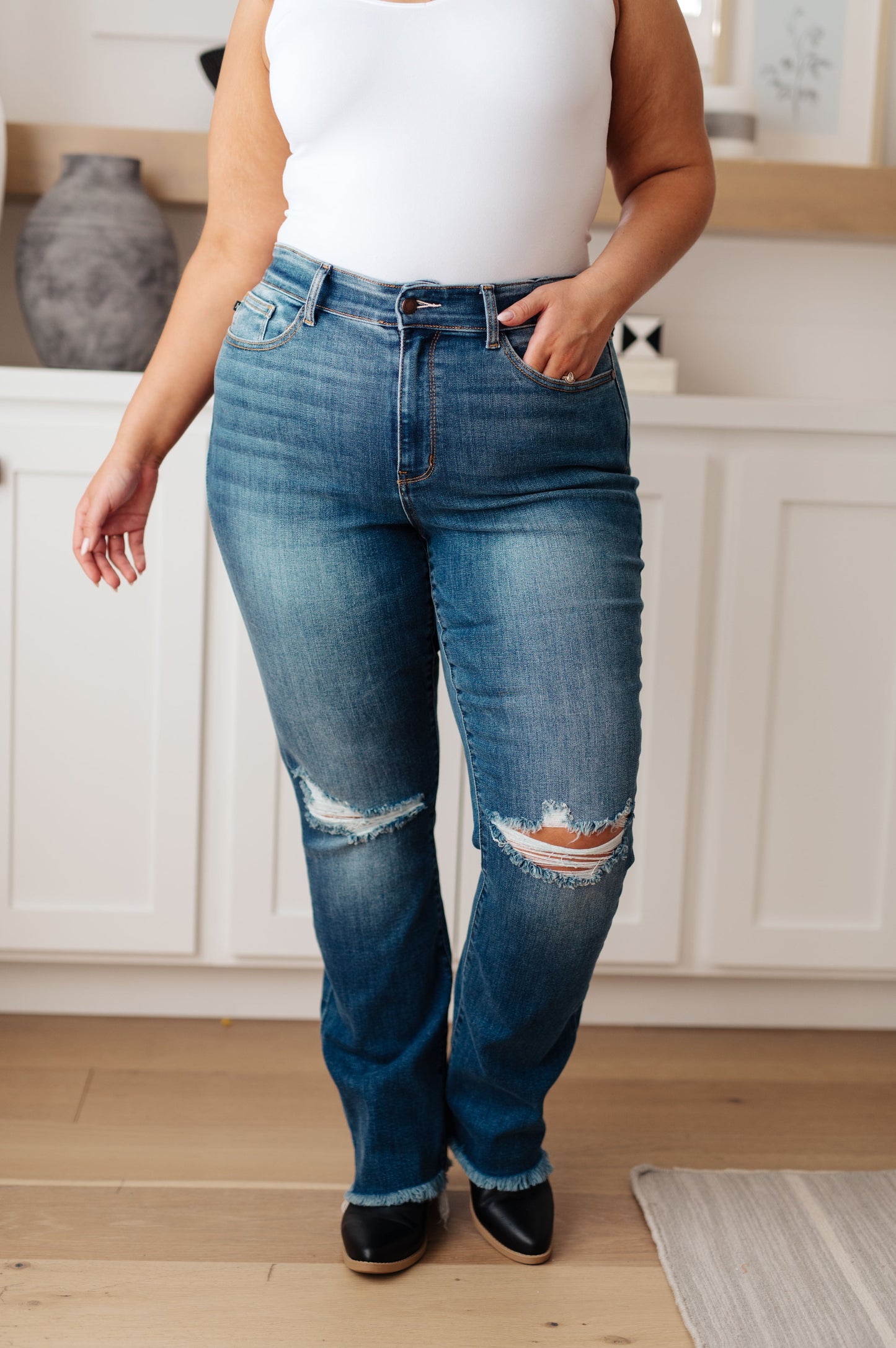 Morgan Judy Blue High Rise Distressed Straight Jeans