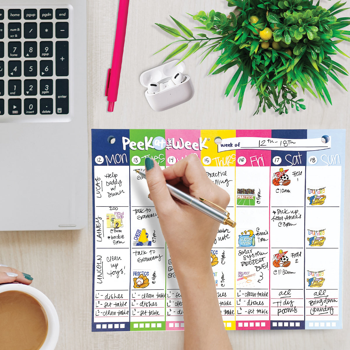 Peek at the Week® Weekly Planner Pad | Simple Cheery Week