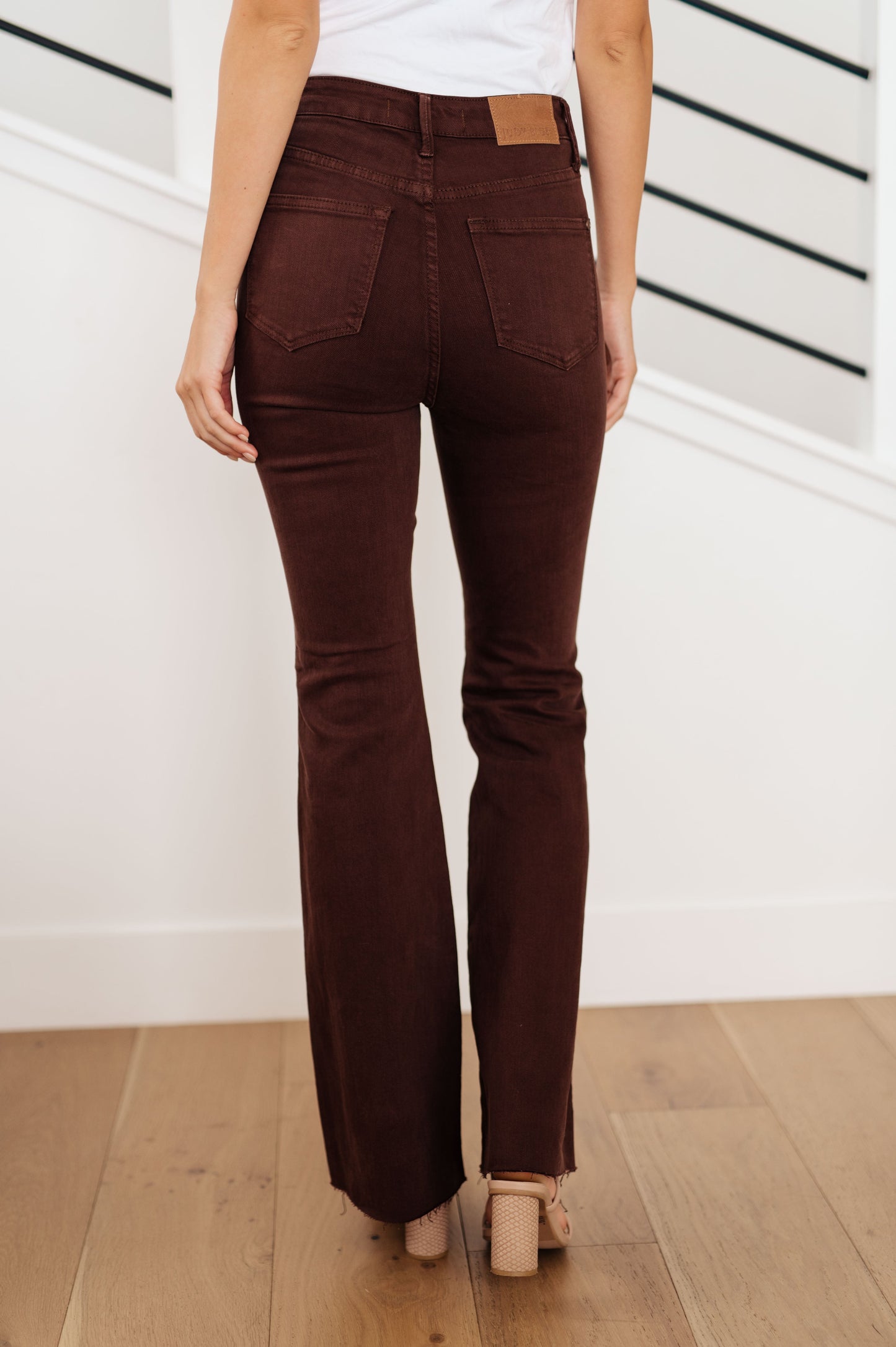 Sienna High Rise Judy Blue Tummy Control Flare Jeans in Espresso