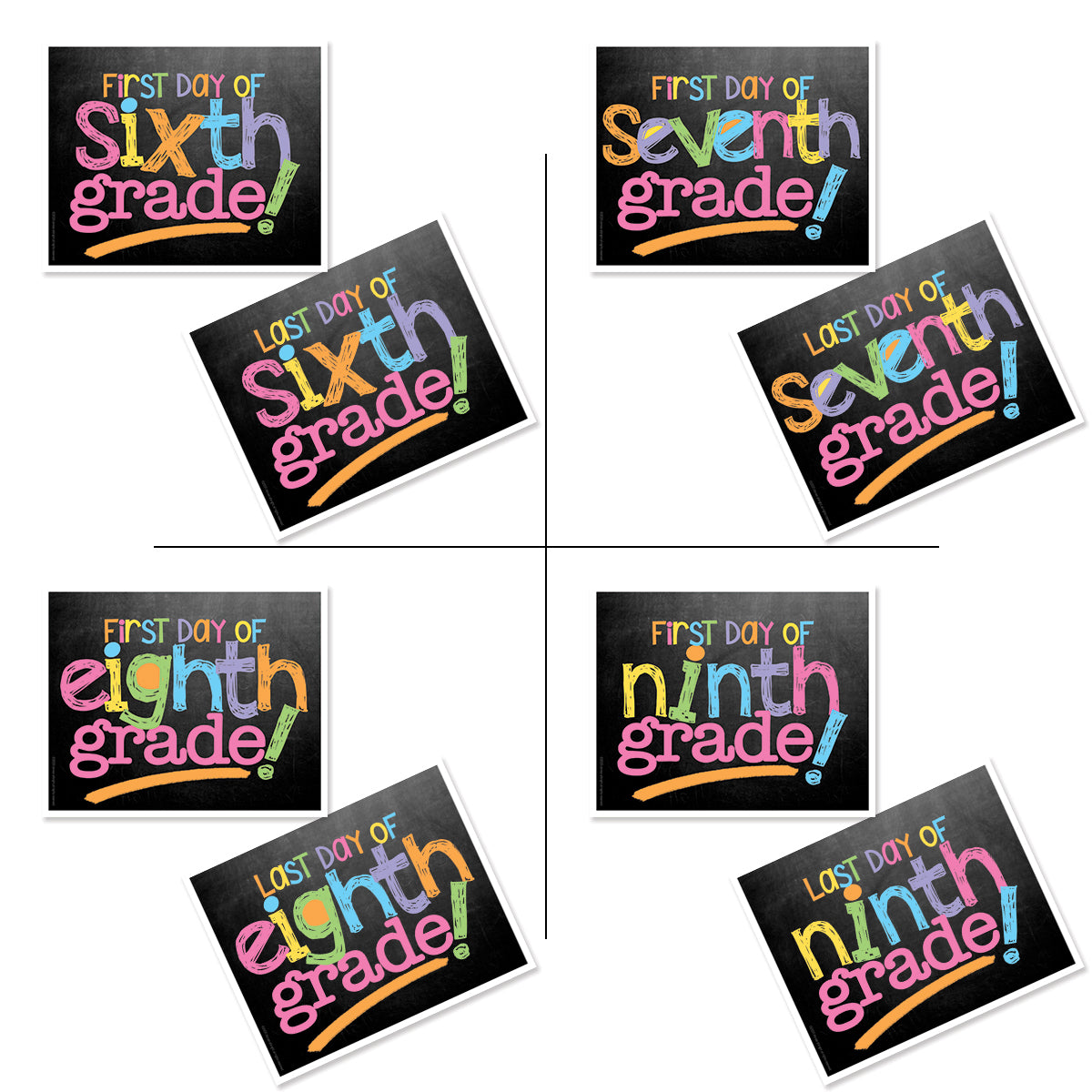 First & Last Day of School Signs | Photo Prop Deck | 17 Grades | (4) Styles