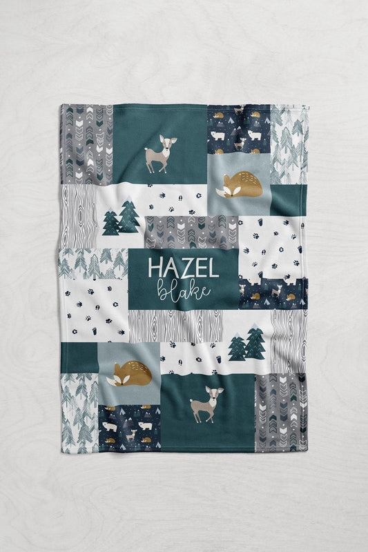 Personalized Fox & Deer Blanket