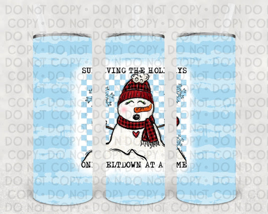 Surviving The Holidays One Meltdown At A Time 20 Oz Skinny Tumbler